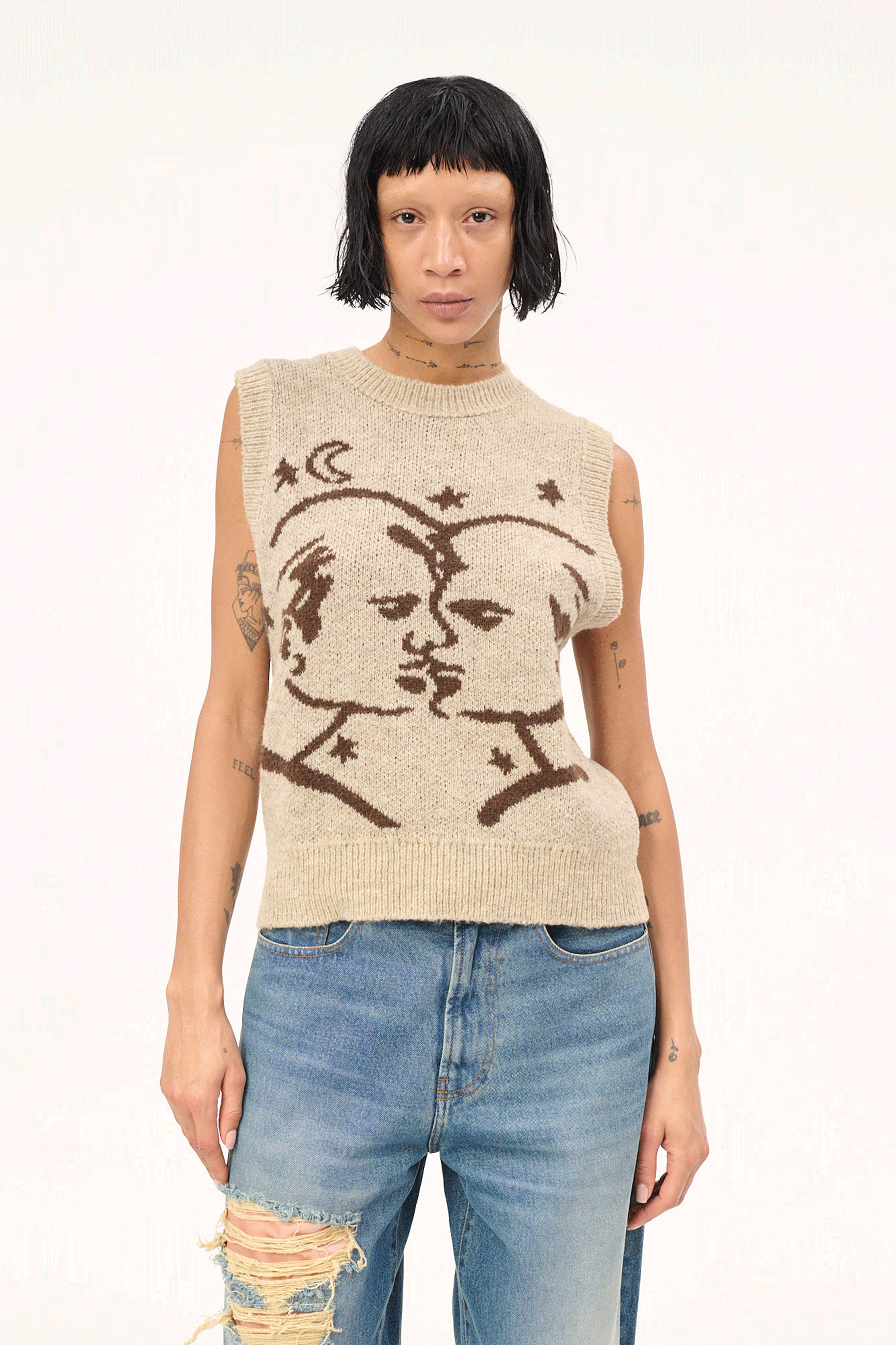 【美品】MAYDI ニットベスト　マイディ　ジャーナル　arts& オーラリー MAYDI knit vest RED (ecru) | nii-B | WEBSHOP