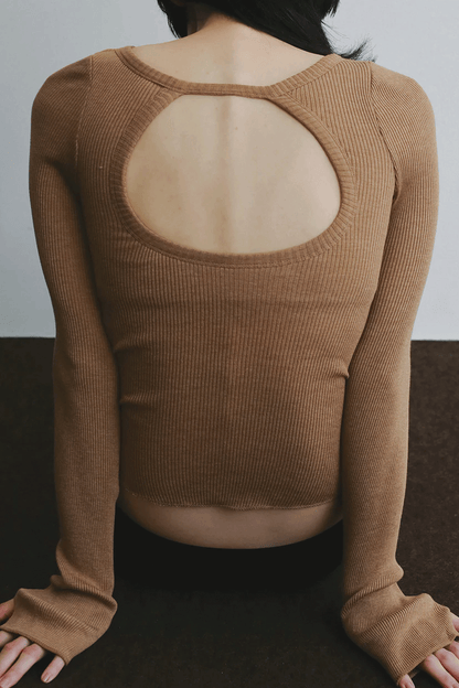 Back open long sleeve tee