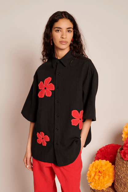 Camelia Applique Boxy Shirt