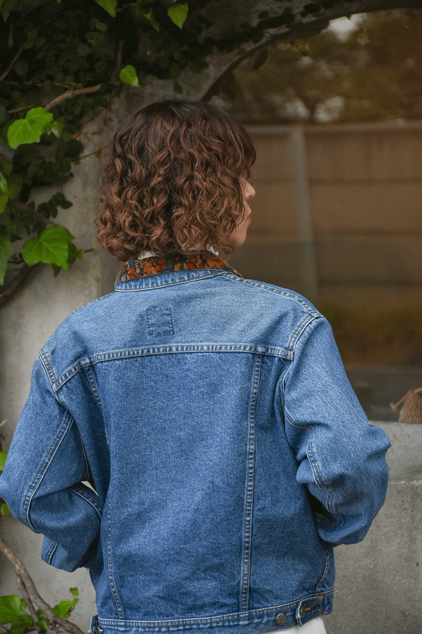Vintage Velvet floral collar Denim Jacket