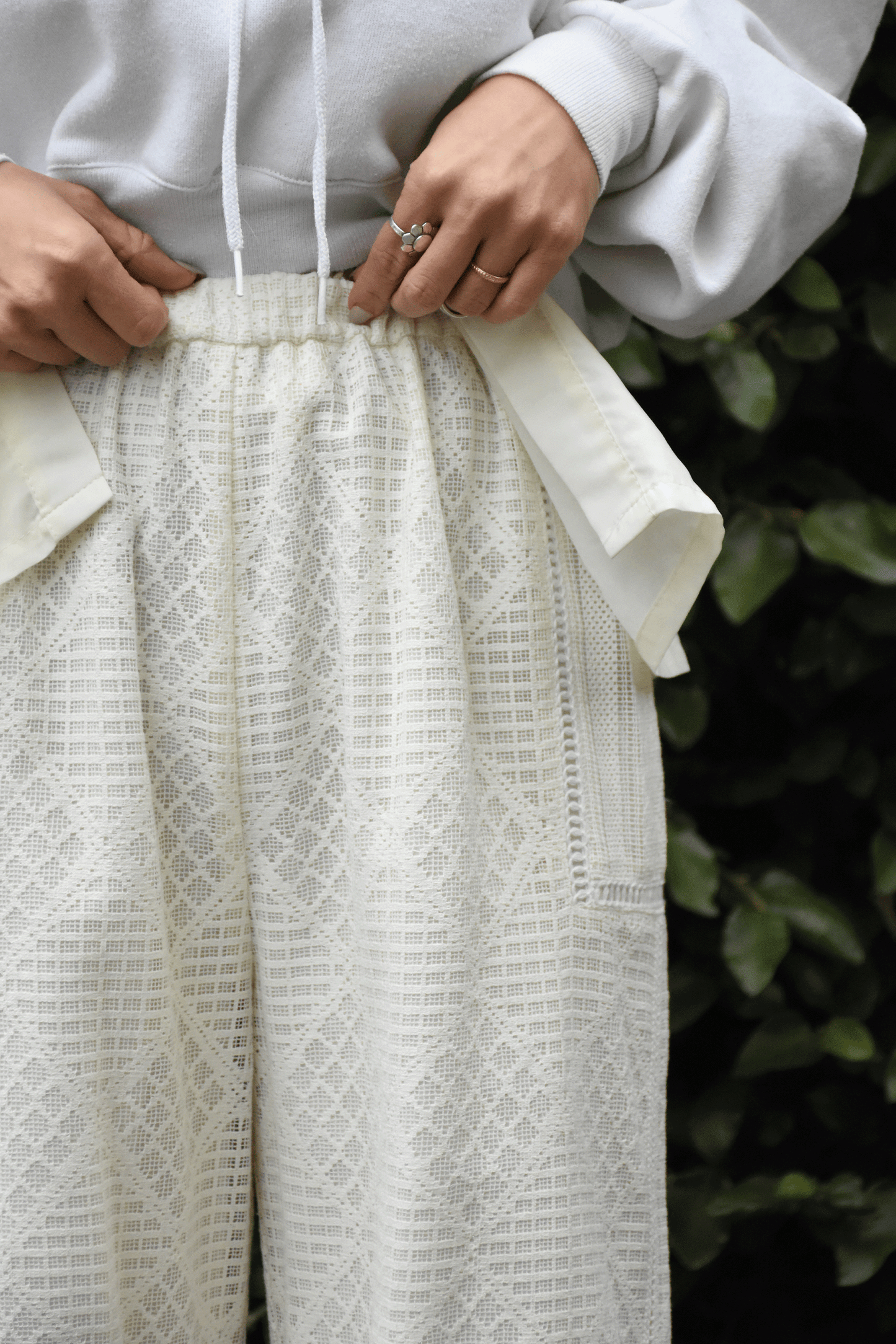 Patchwork lace pants