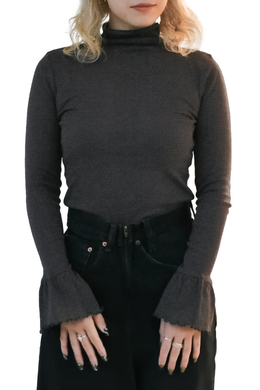 Panel Ribbed Turtleneck Tee