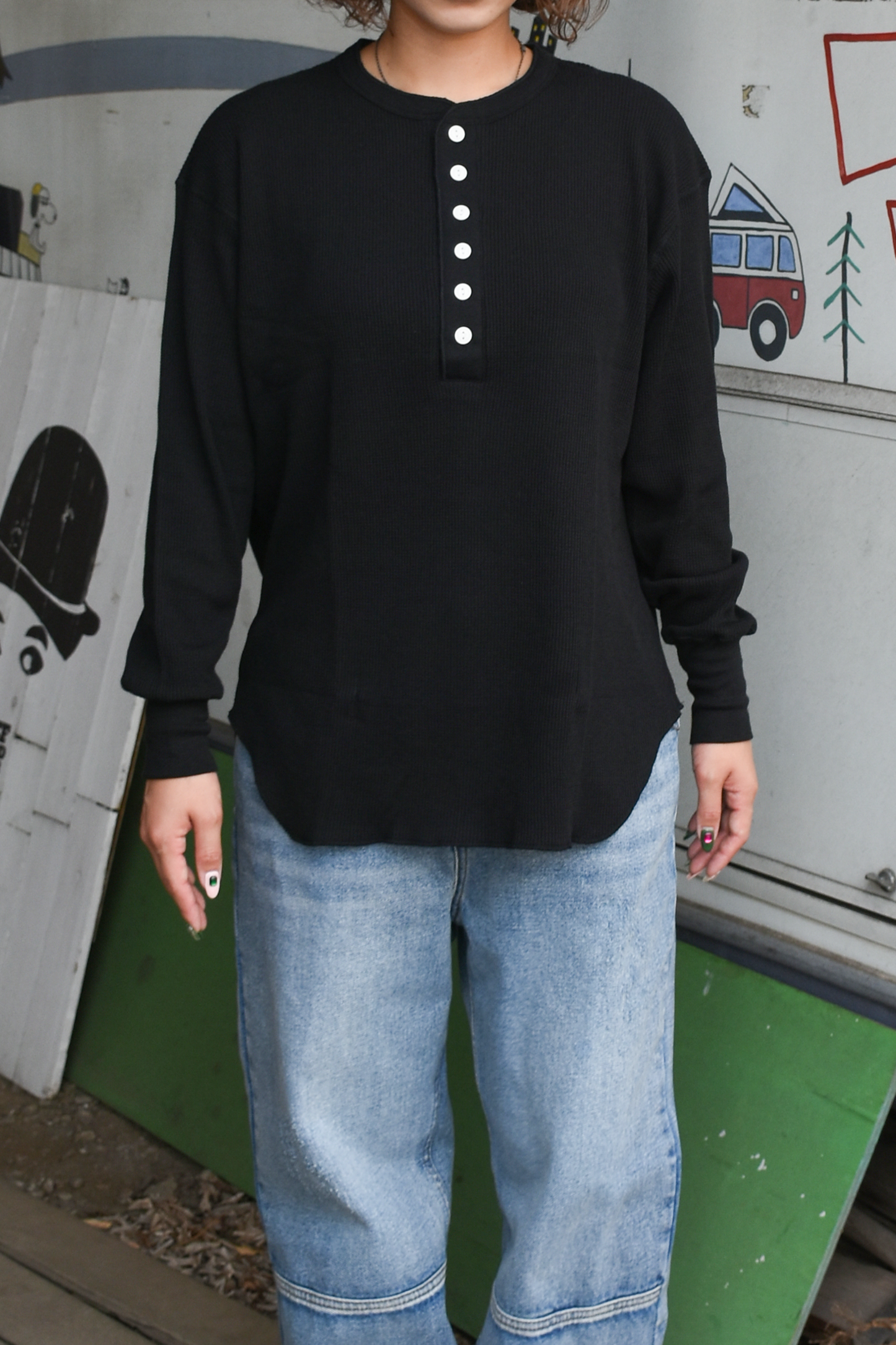 Basic Waffle Hem Round Henley