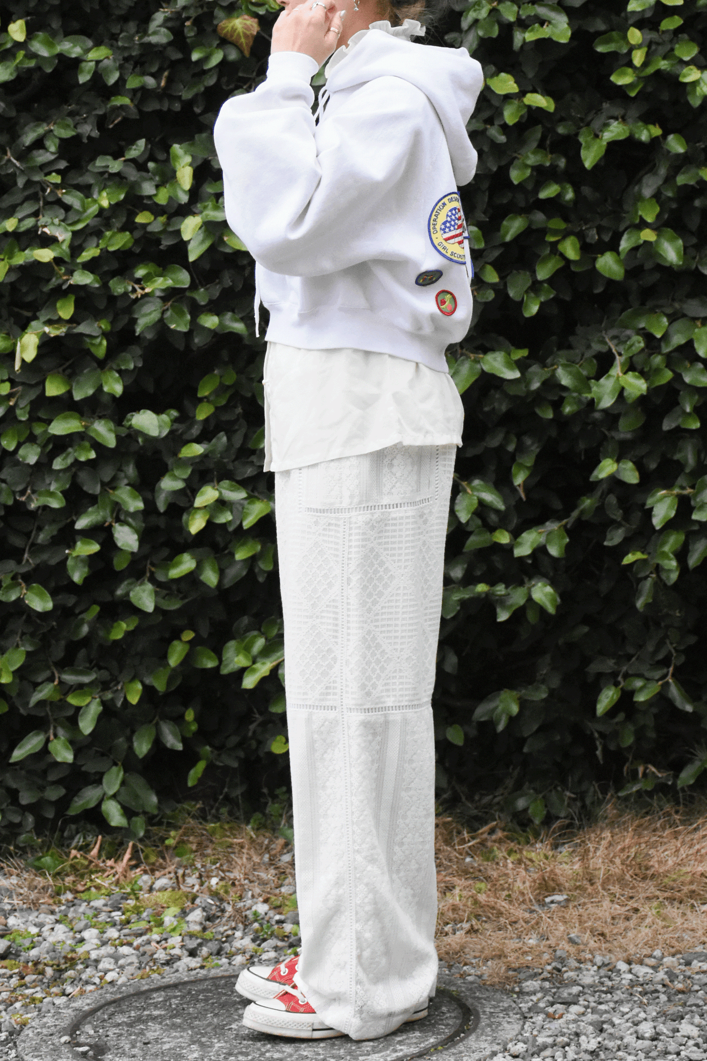 Patchwork lace pants