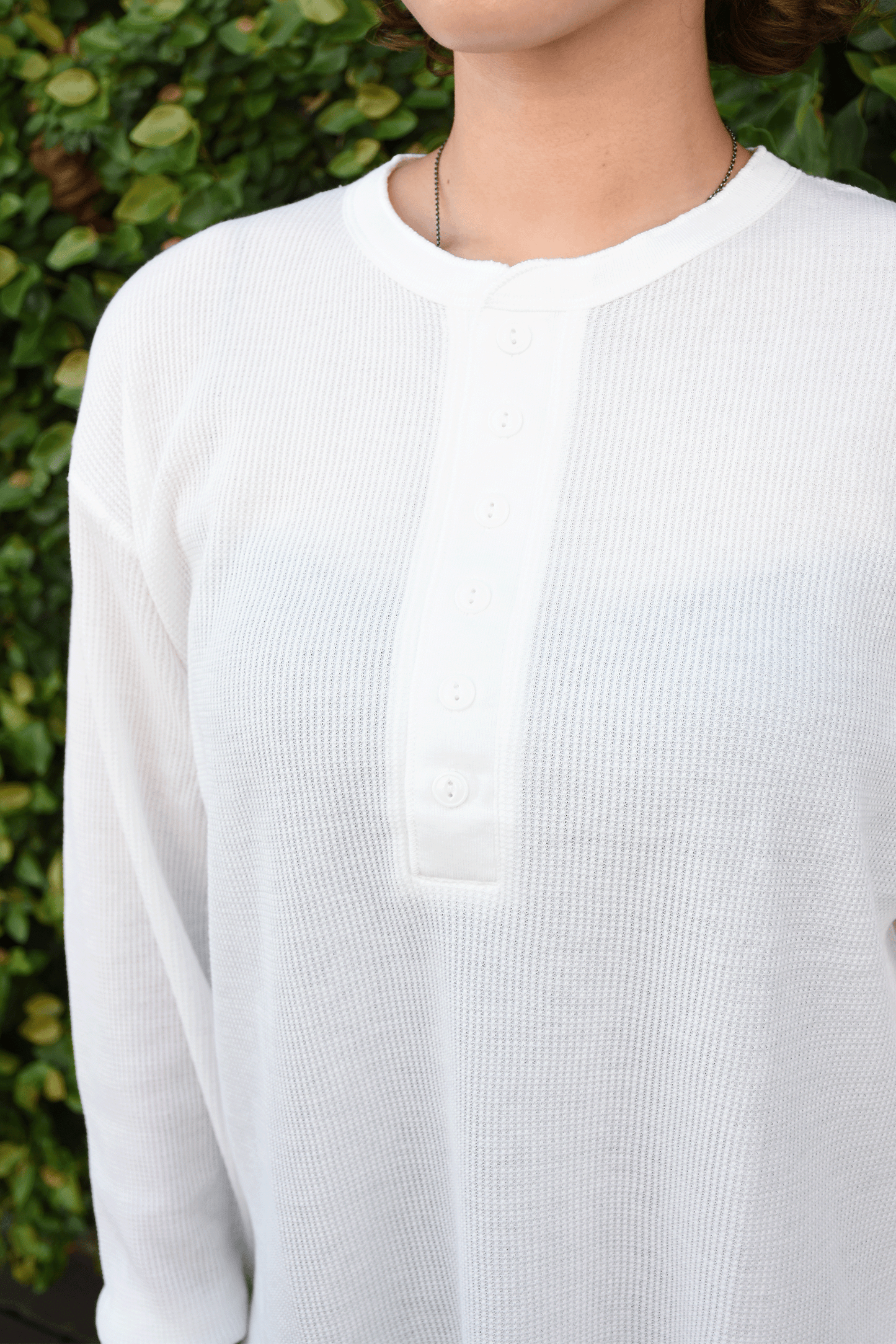 Basic Waffle Hem Round Henley