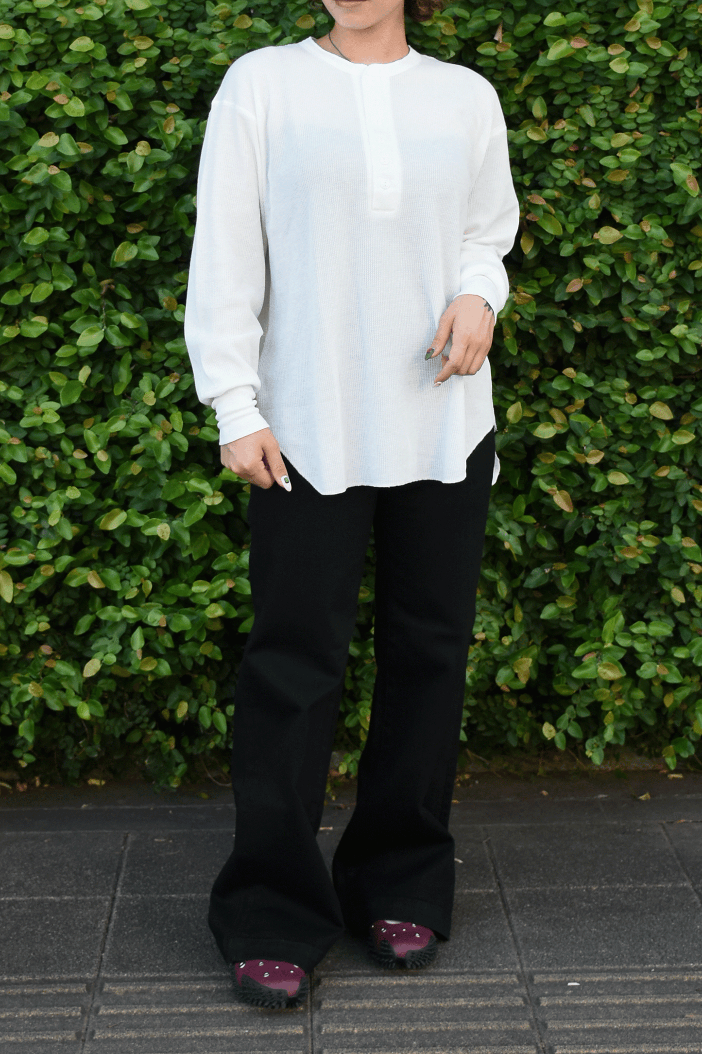 Basic Waffle Hem Round Henley