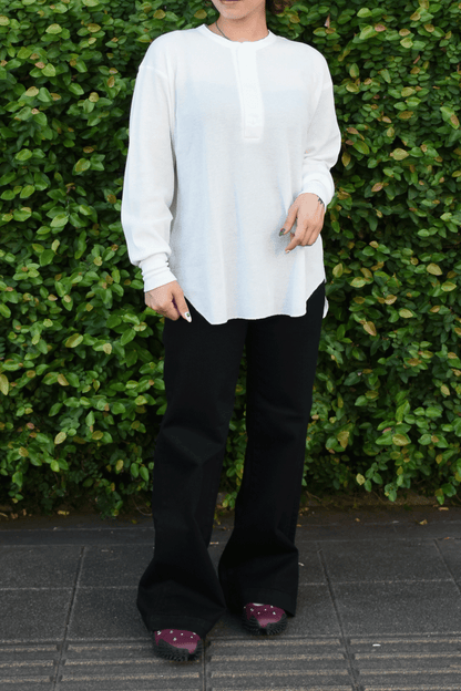 Basic Waffle Hem Round Henley