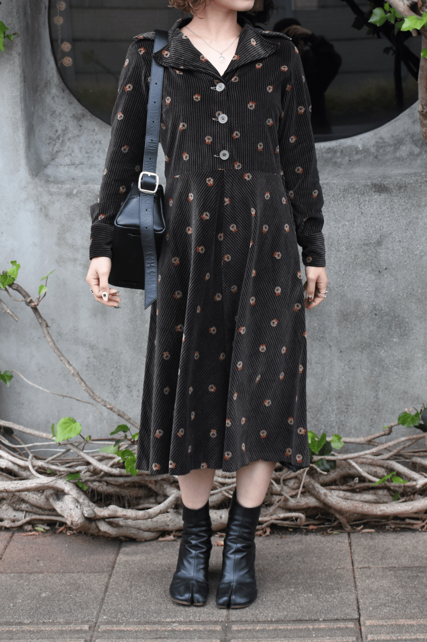 Vintage 70's Corduroy Flower One piece