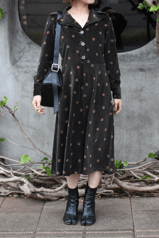 Vintage 70's Corduroy Flower One piece