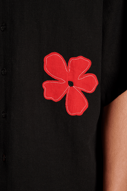 Camelia Applique Boxy Shirt