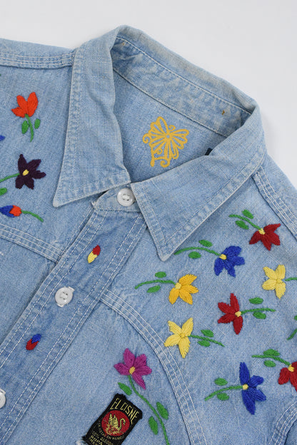 Vintage Flower Embroidery Shirt