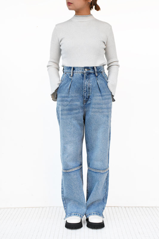 Tucked Wide Denim Pants