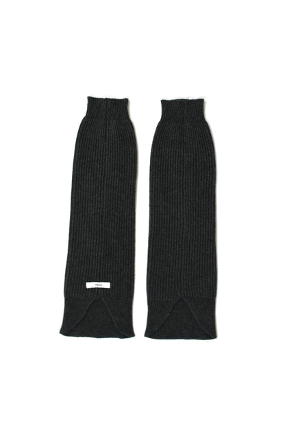 side zip rib waving knit pants w/leg warmer