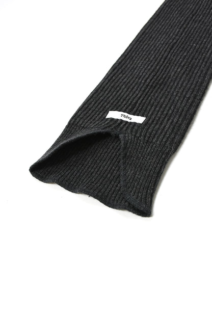 side zip rib waving knit pants w/leg warmer