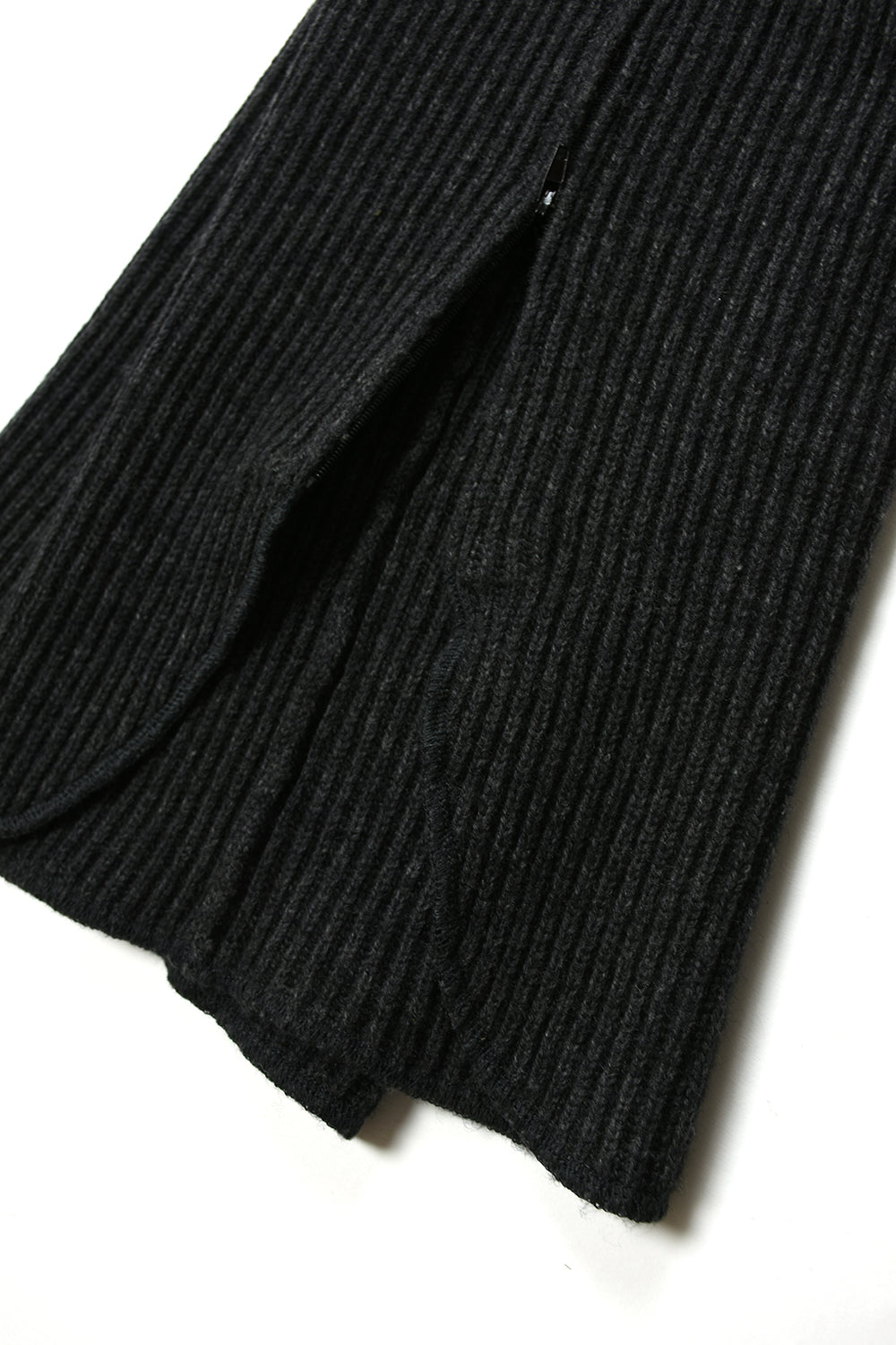 side zip rib waving knit pants w/leg warmer