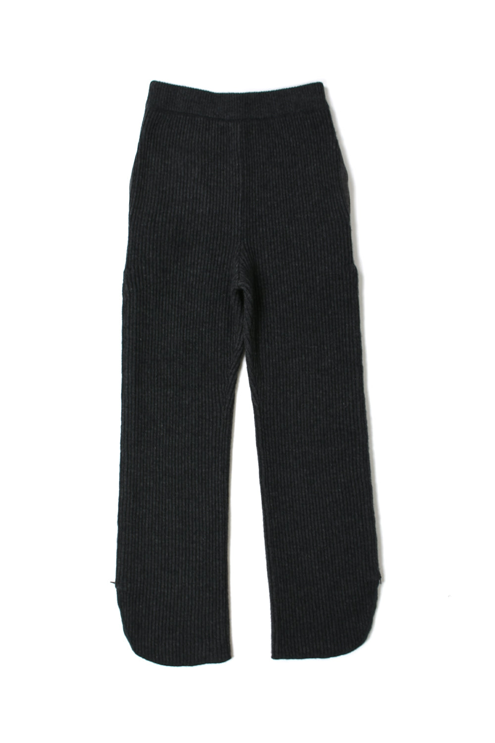 side zip rib waving knit pants w/leg warmer