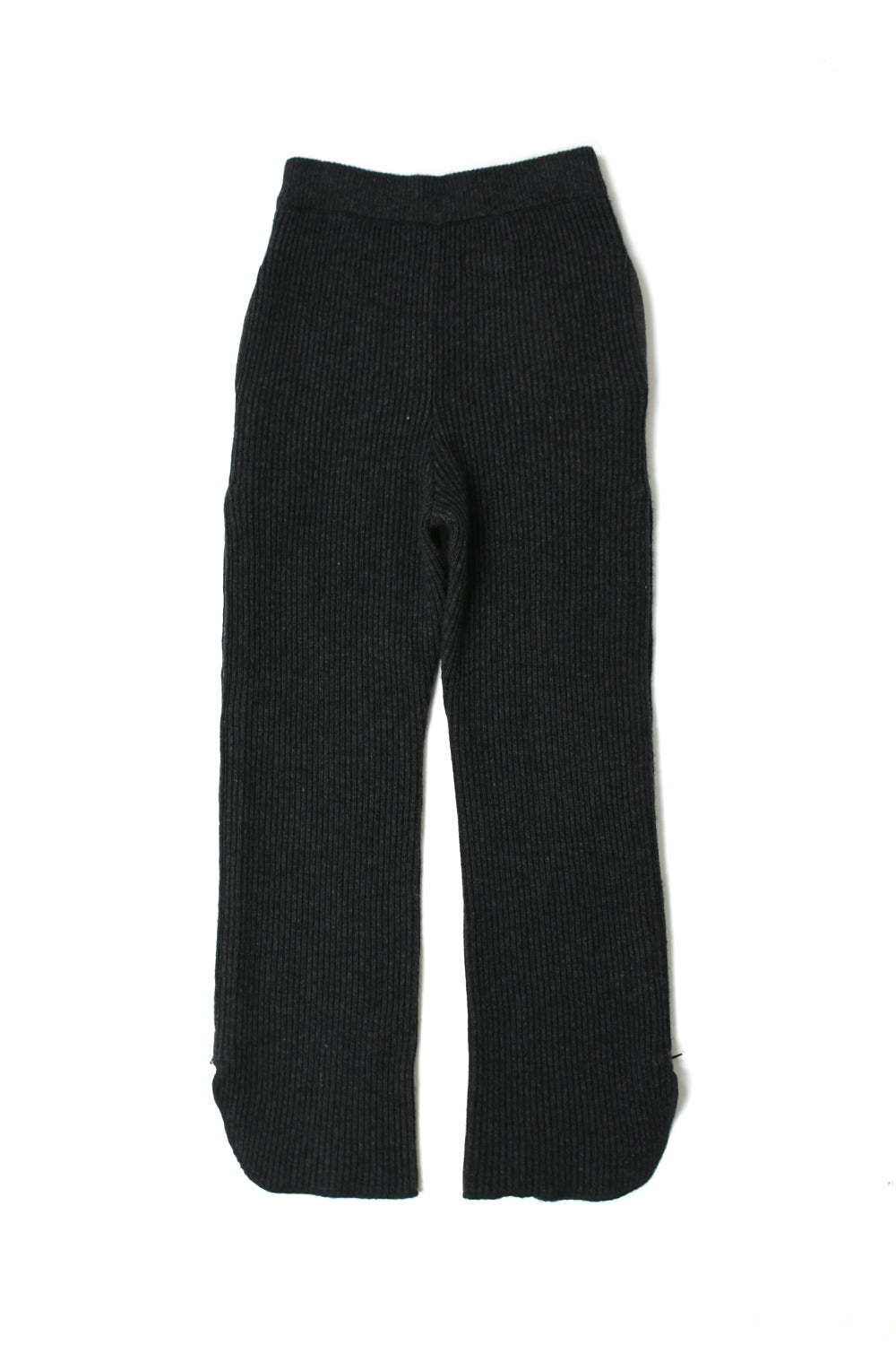 side zip rib waving knit pants w/leg warmer