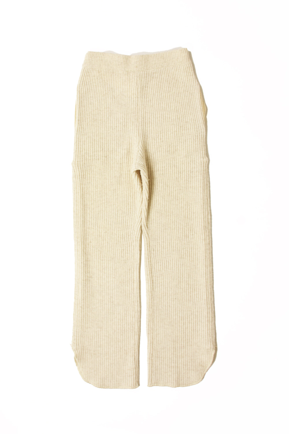 side zip rib waving knit pants w/leg warmer