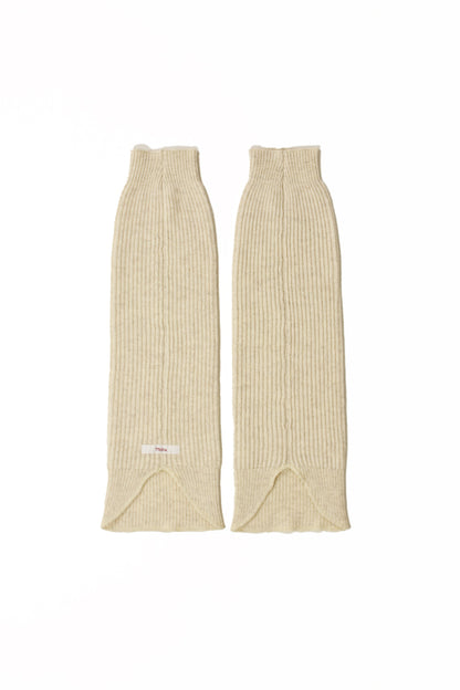 side zip rib waving knit pants w/leg warmer