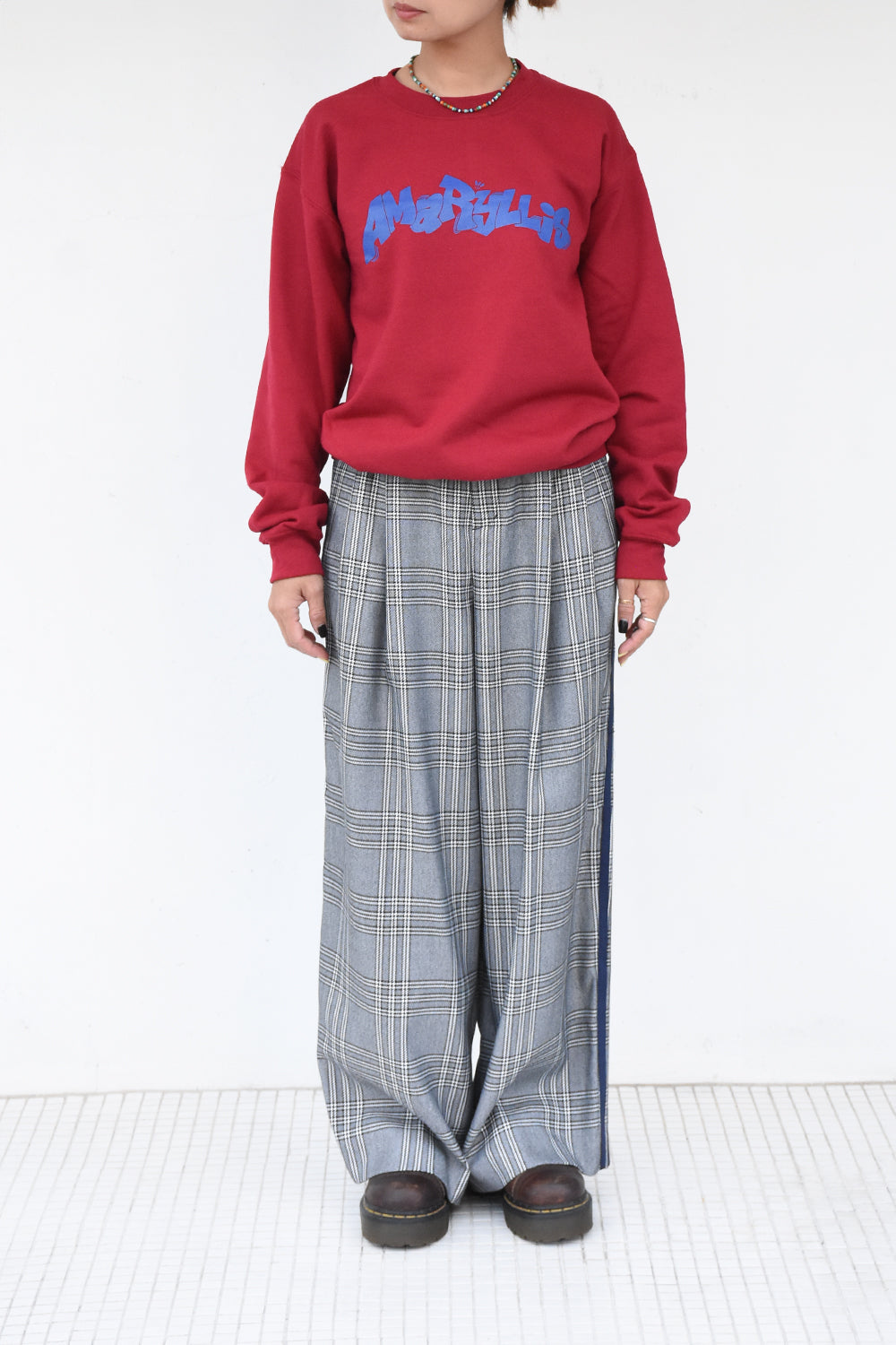 Check Double Line Wide Pants