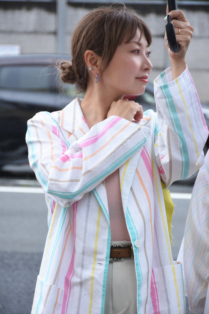 70's U.S.A. Stripe Roll Up Jacket