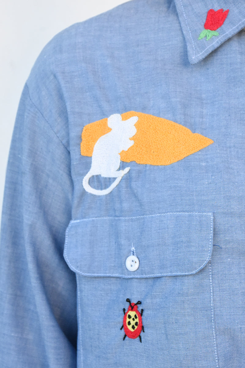 Vintage Creature Embroidery Shirt