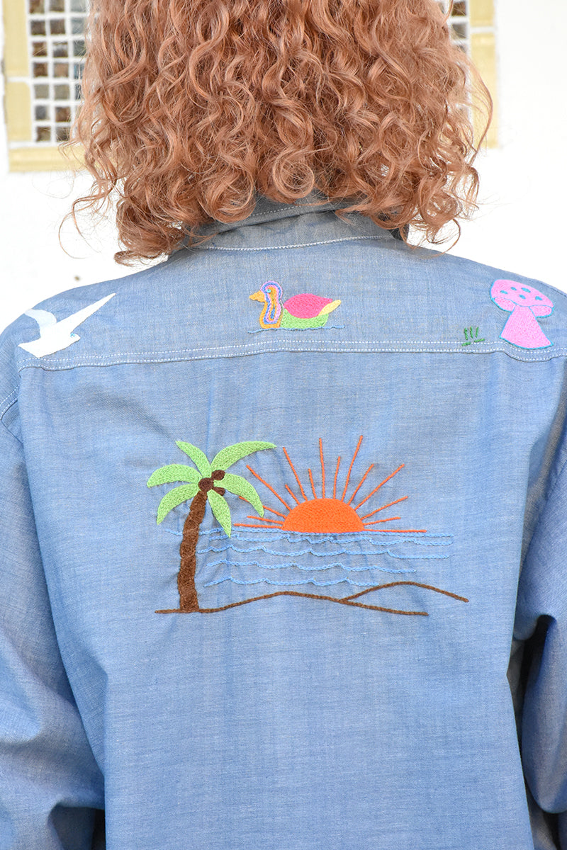 Vintage Creature Embroidery Shirt