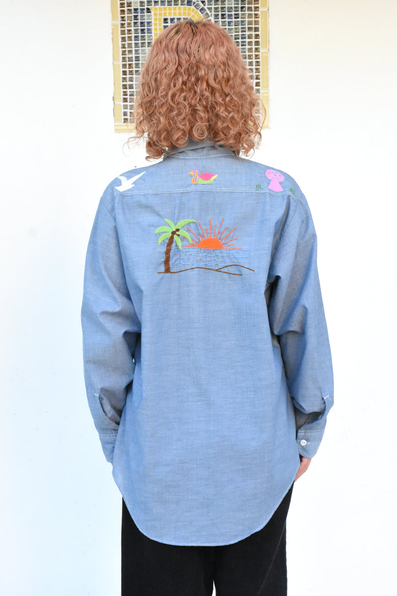 Vintage Creature Embroidery Shirt