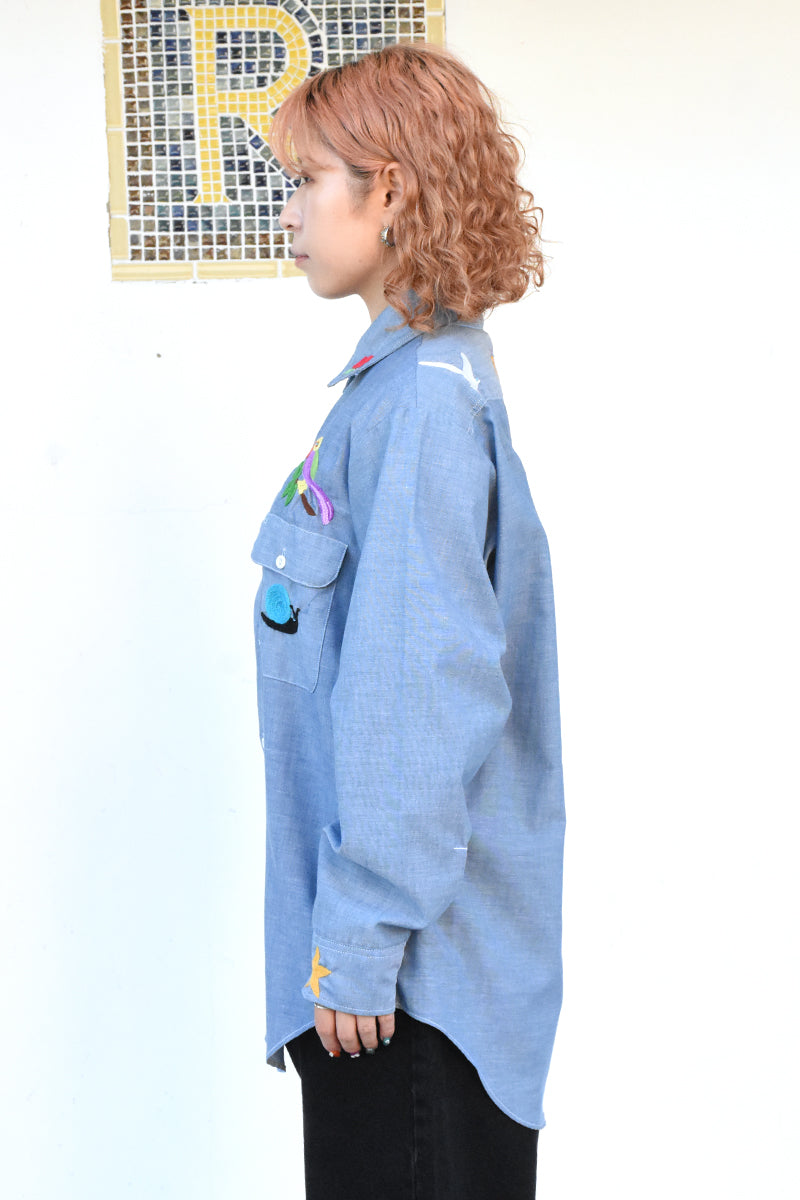 Vintage Creature Embroidery Shirt