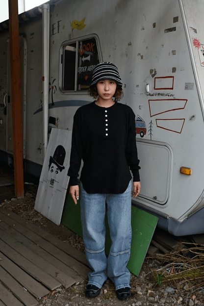 Basic Waffle Hem Round Henley