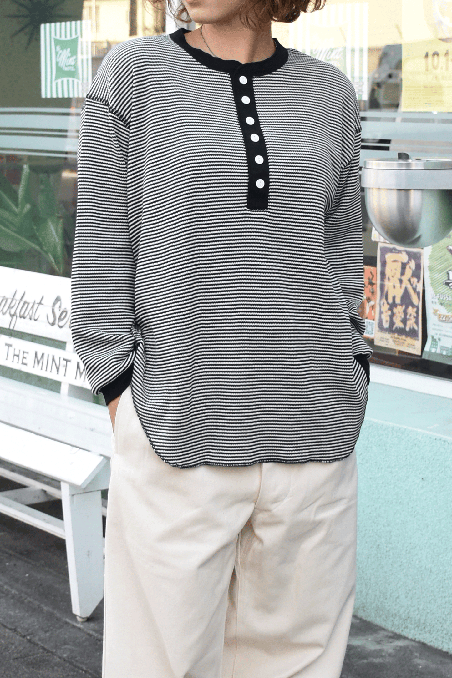 Basic Waffle Hem Round Henley