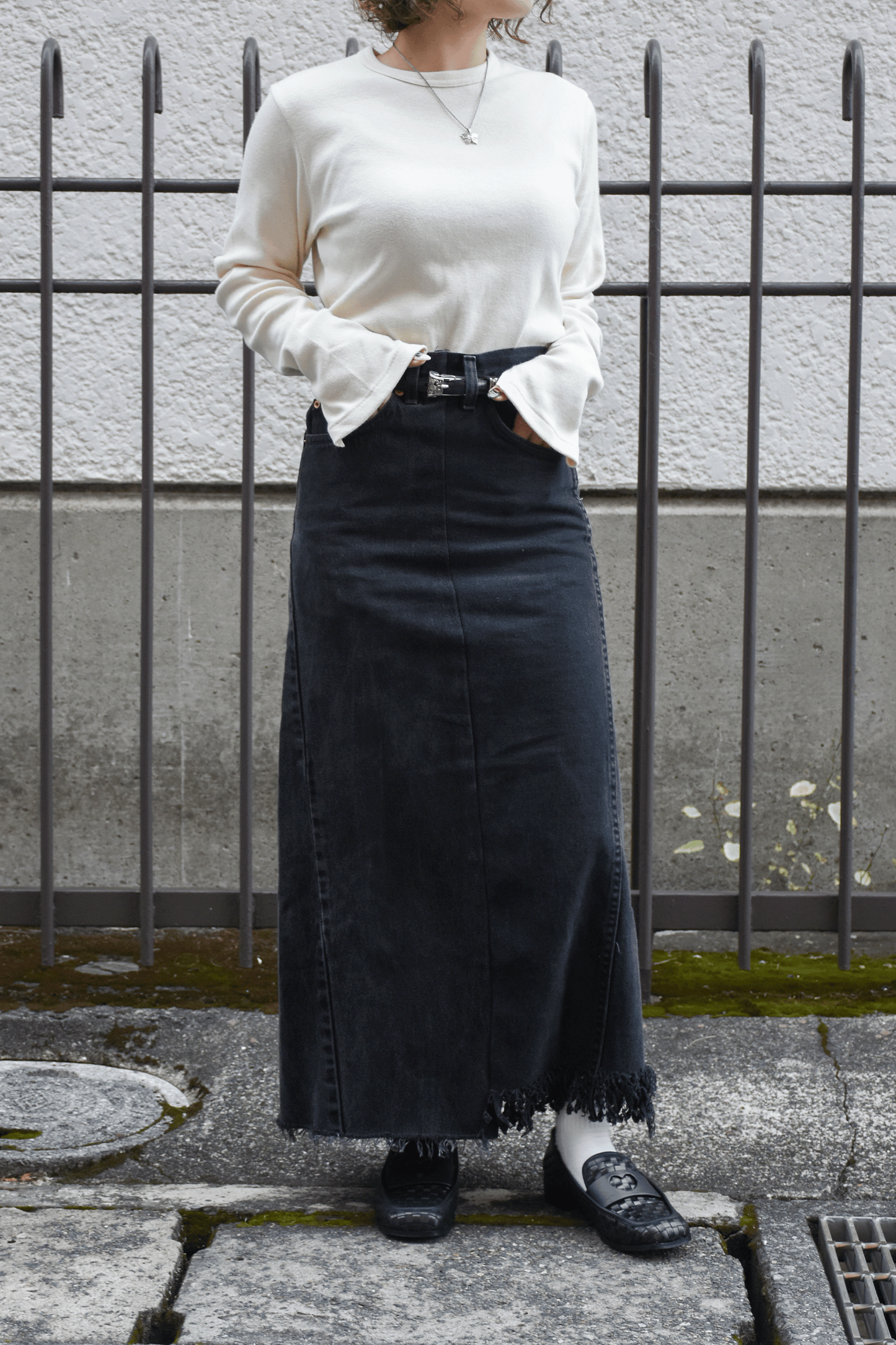 circa make long denim skirt