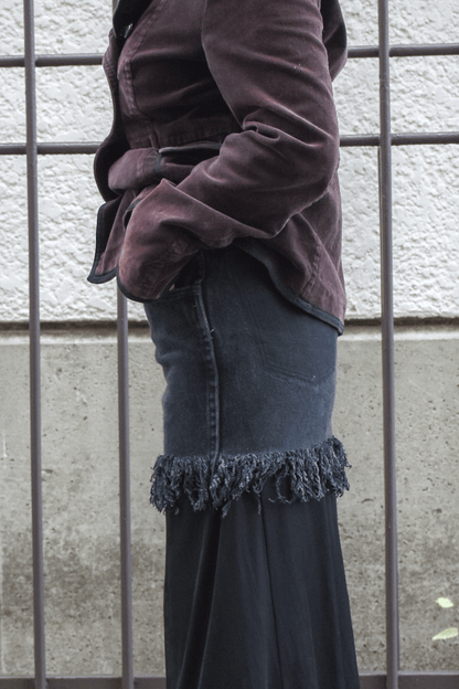 circa make cutback fringe denim mini skirt