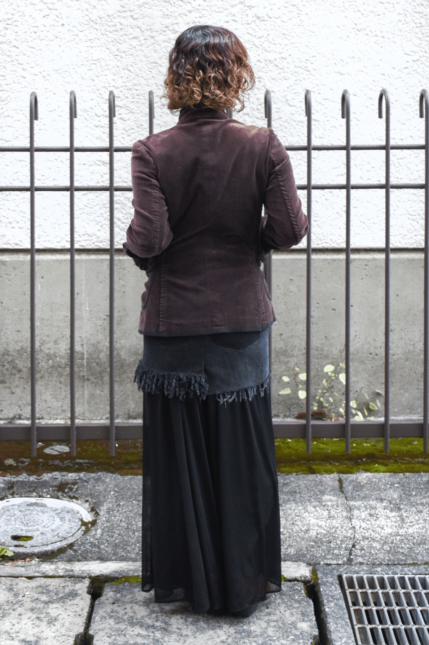 circa make cutback fringe denim mini skirt