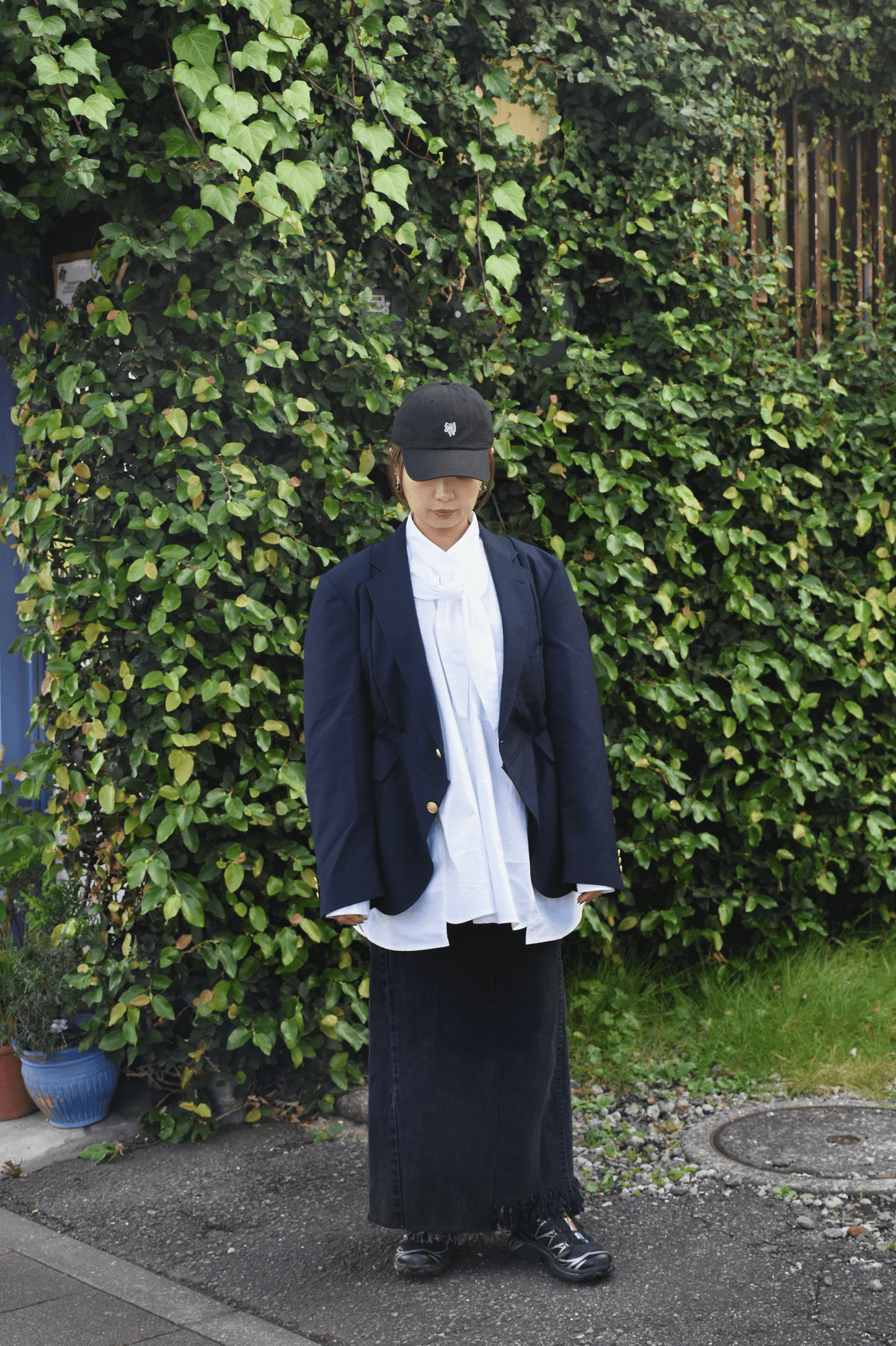 circa make v shape navy blazer jacket