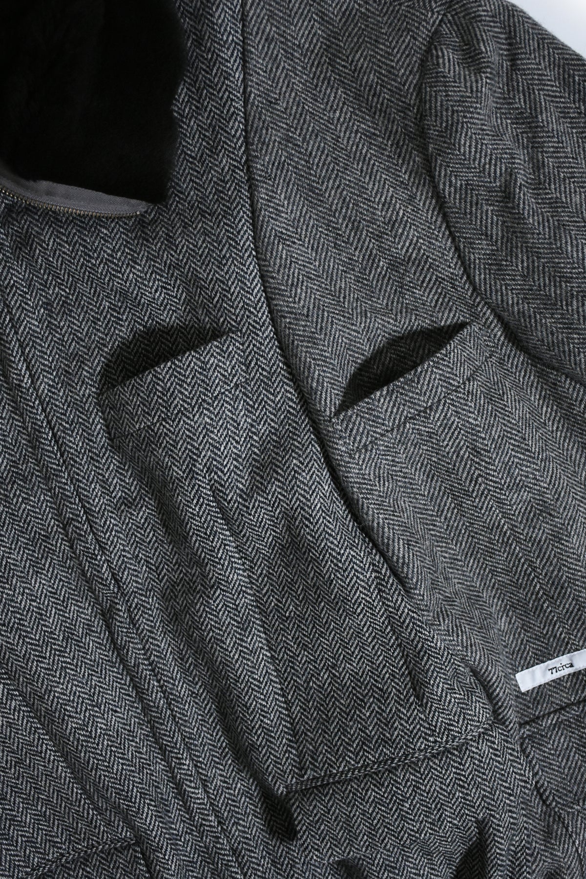circa make mouton collor wide tweed blouson