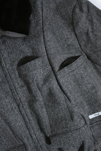 circa make mouton collor wide tweed blouson