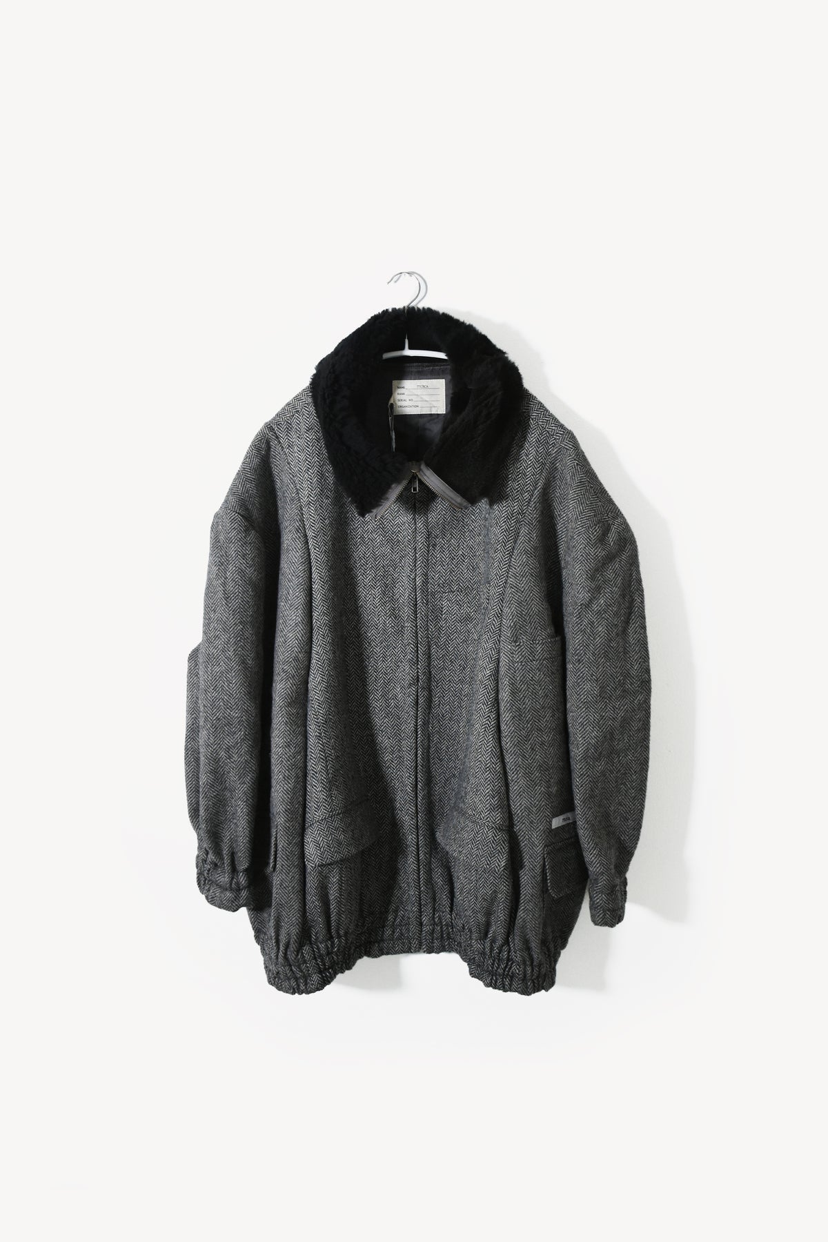 circa make mouton collor wide tweed blouson