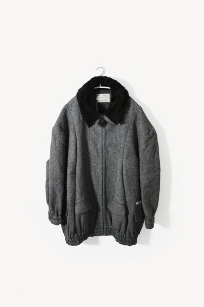 circa make mouton collor wide tweed blouson