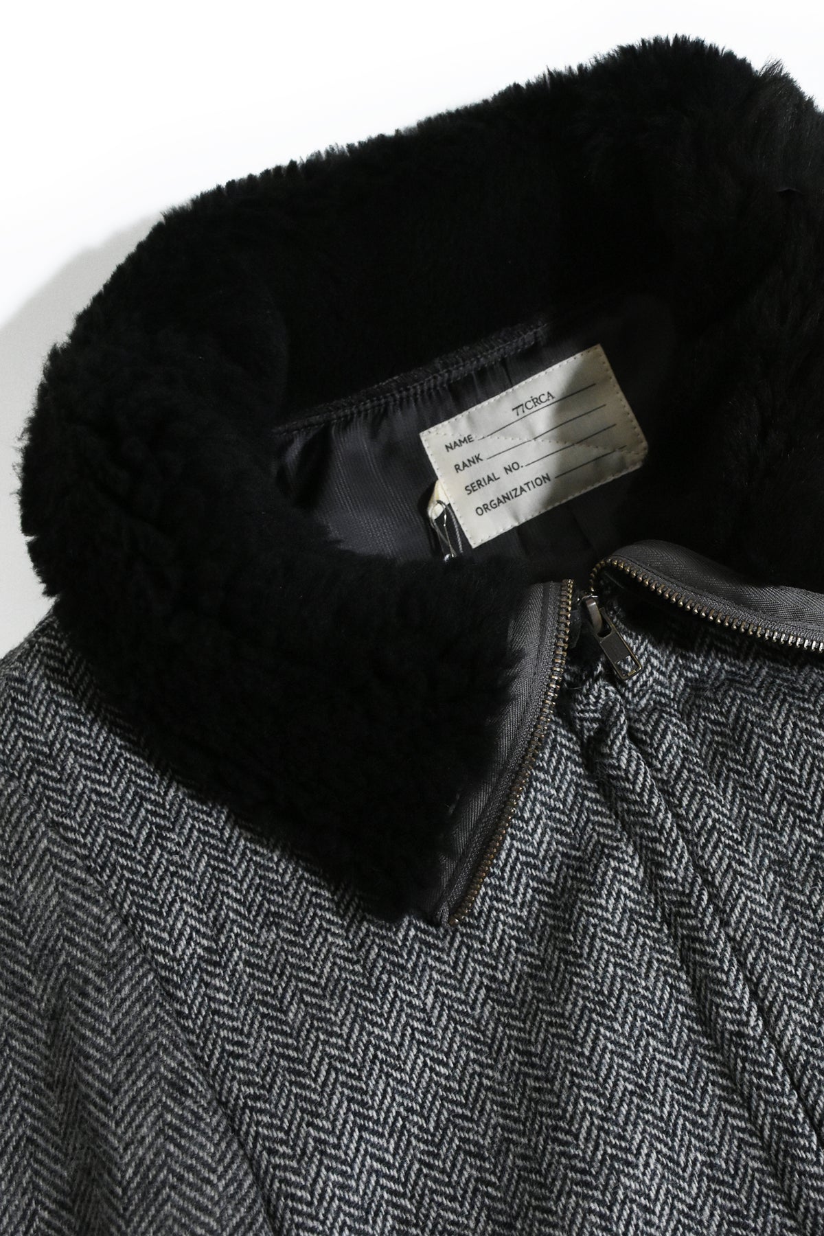 circa make mouton collor wide tweed blouson
