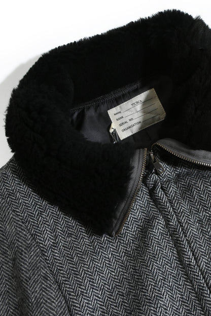 circa make mouton collor wide tweed blouson