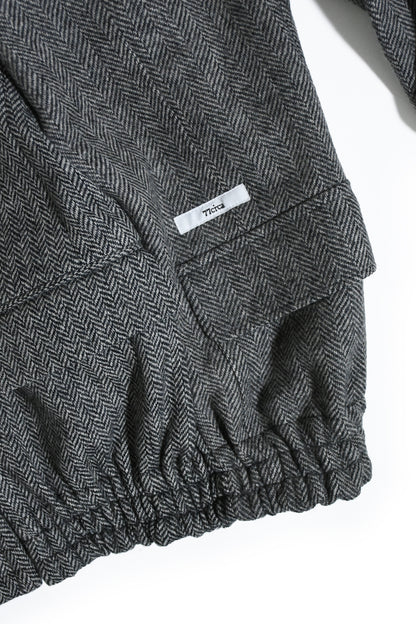 circa make mouton collor wide tweed blouson