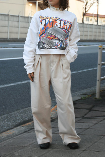High-waisted washed pants