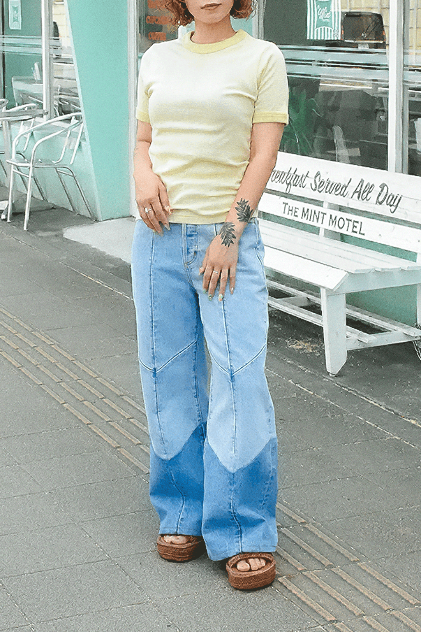 Panel Rib Tee Shirt ”4color”